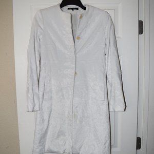 Theory White Cotton Button Up Jacket